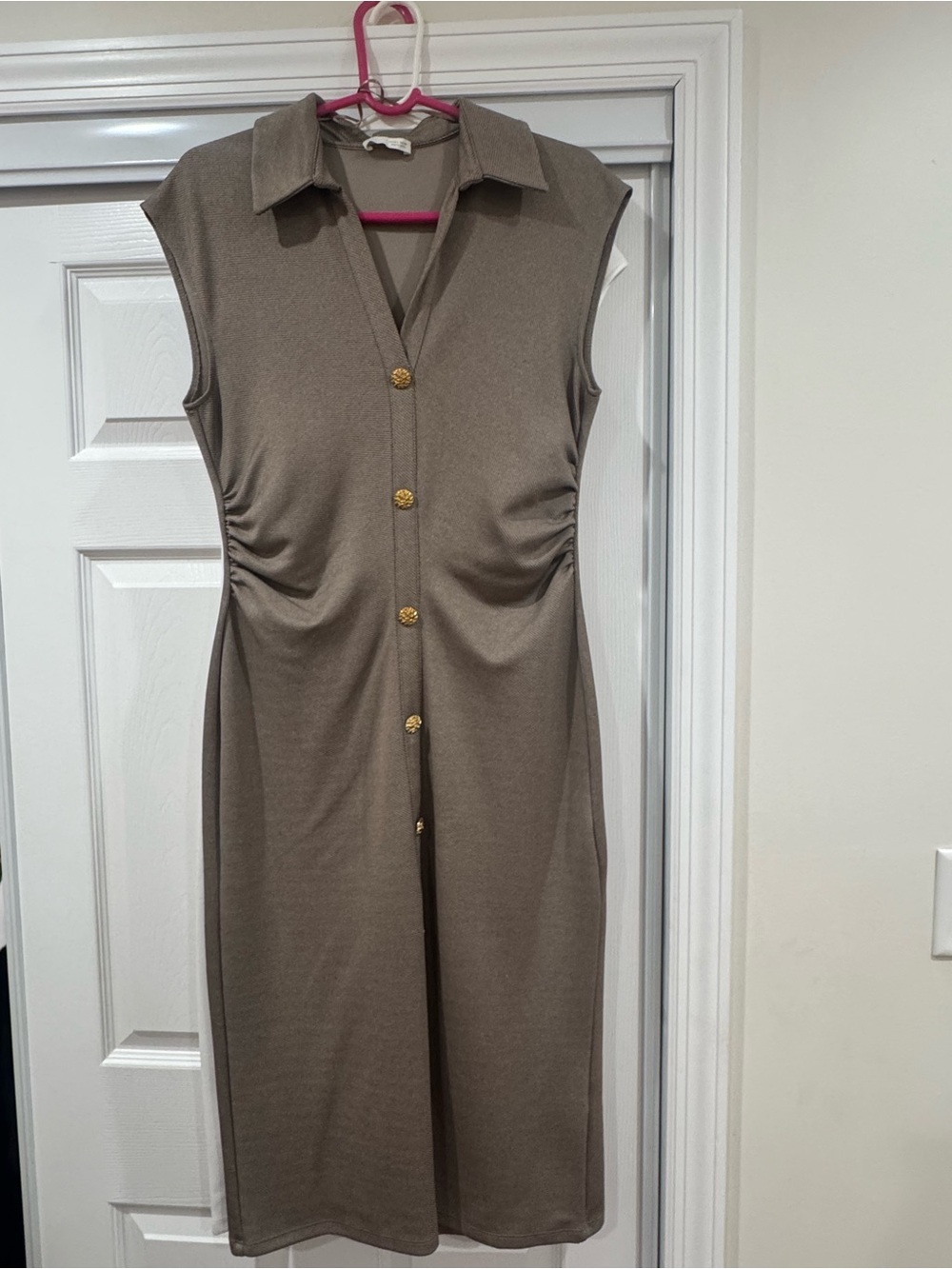 Zara Piqu Taupe Midi Dress